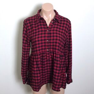 American Eagle Jegging Fit Buffalo Plaid Red Top